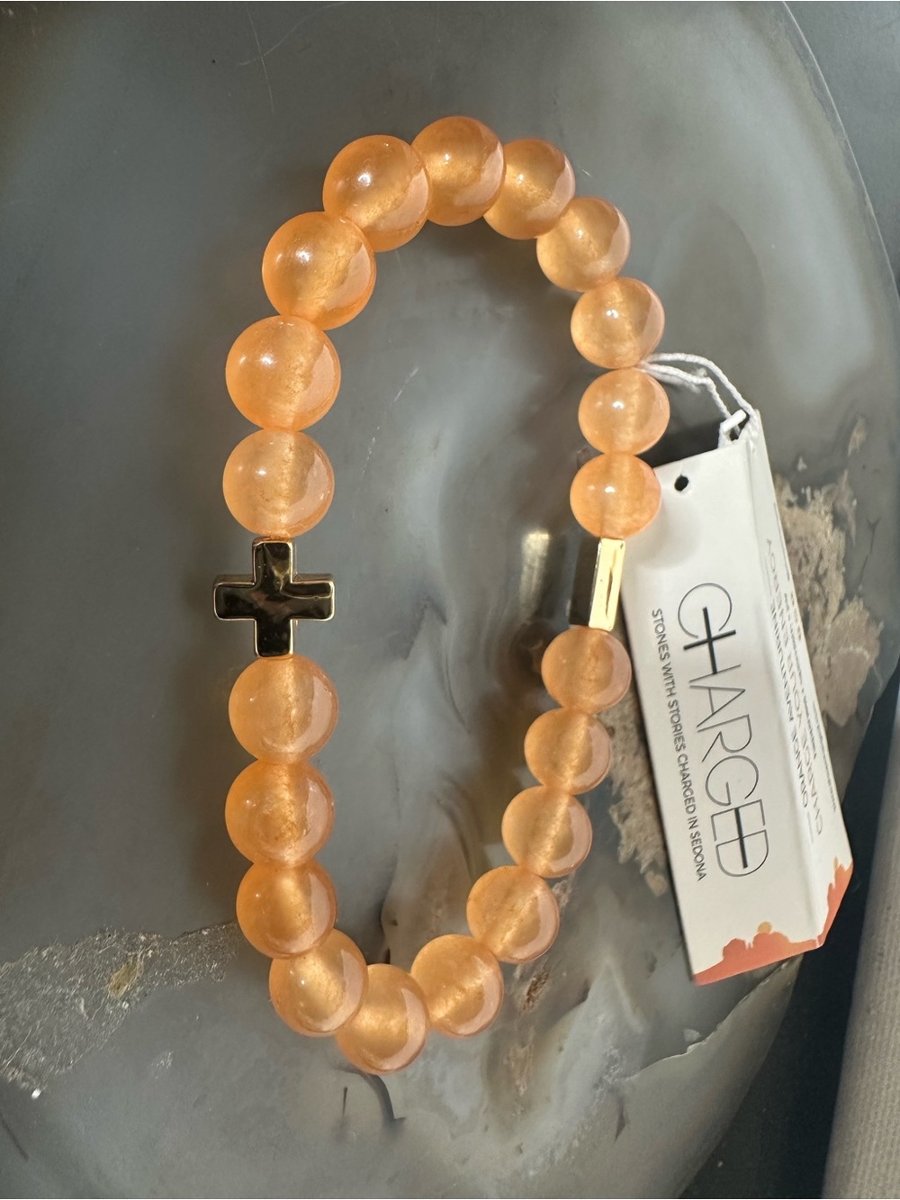 Sedona CHARGED Orange aventurine Beaded Stretch Bracelet